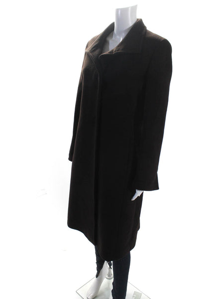 Cinzia Rocca Womens Wool Long Sleeve Mid-Length Trench Coat Dark Brown Size 8US