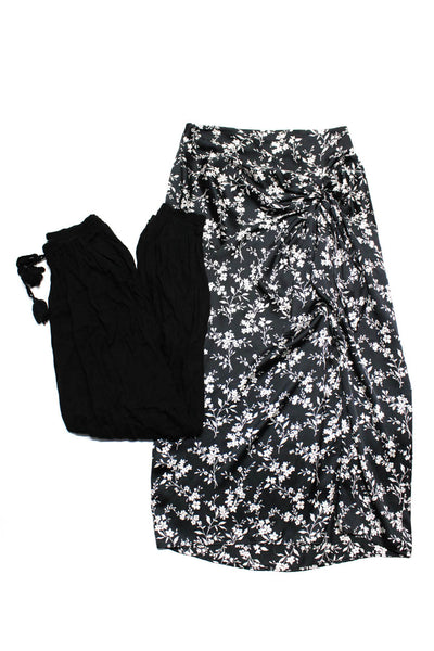 Zara Cool Change Womens Floral Print Zipped Skirt Pants Black Size XS S Lot 2