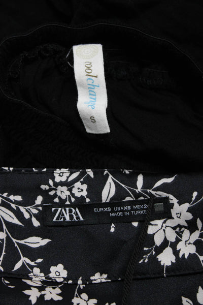 Zara Cool Change Womens Floral Print Zipped Skirt Pants Black Size XS S Lot 2