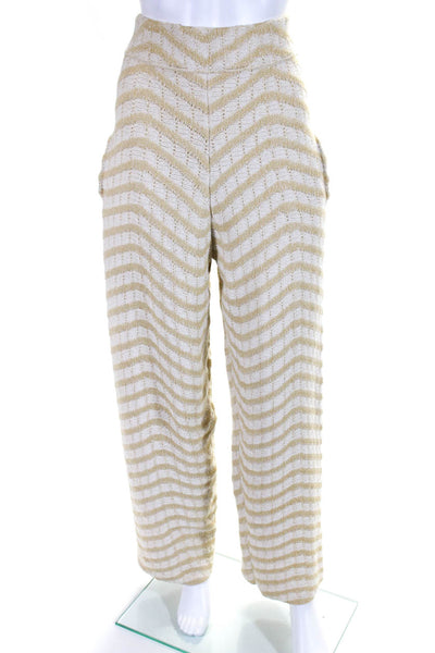 Isa Boulder Womens Striped Print High Rise Elastic Straight Pants Yellow Size S