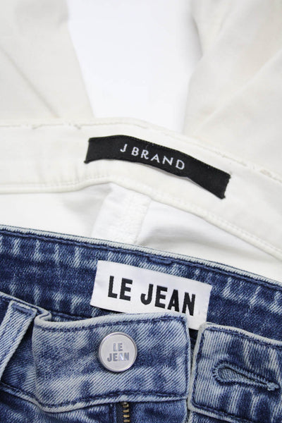 Le Jean J Brand Womens Cotton Flared Skinny Jeans Blue White Size 25 26 Lot 2