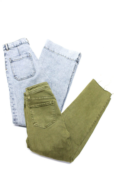 Le Jean Jeanerica Womens Cargo Straight Leg Jeans Olive Green Blue Size 24 Lot 2