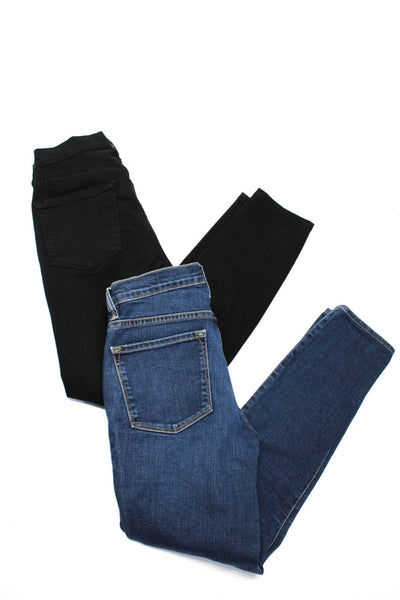 Frame Denim Womens Cotton Distressed Skinny Leg Jeans Black Blue Size 26 Lot 2