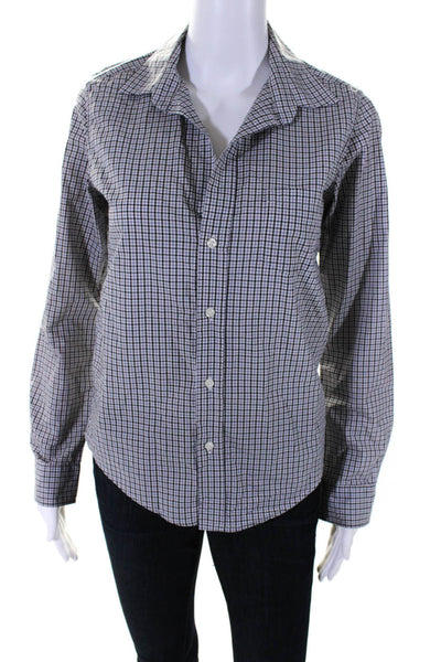 Frank & Eileen Womens Cotton Plaid Print Button Down Shirt Top Gray Size XS