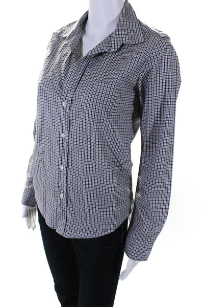 Frank & Eileen Womens Cotton Plaid Print Button Down Shirt Top Gray Size XS