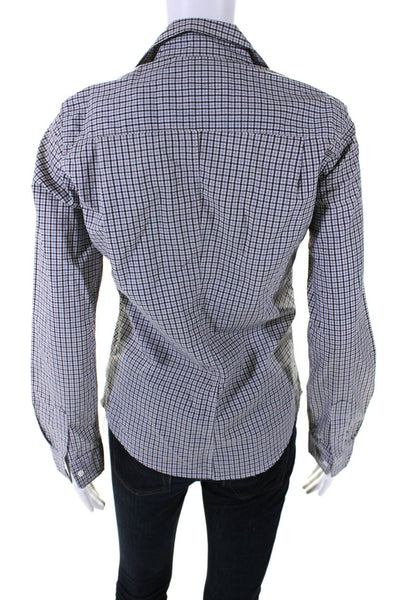 Frank & Eileen Womens Cotton Plaid Print Button Down Shirt Top Gray Size XS