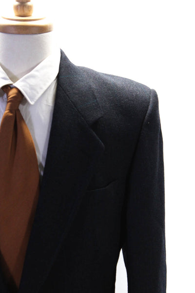 Beau Brummel Mens Wool Pin Striped Notched Collar Blazer Jacket Gray Size 42