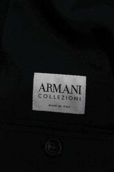 Armani Collezioni Mens Notched Collar Three Button Blazer Jacket Blue Size 42R