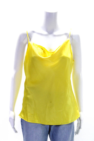 L Agence Womens Spaghetti Strap Square Neck Silk Tank Top Yellow Size Medium