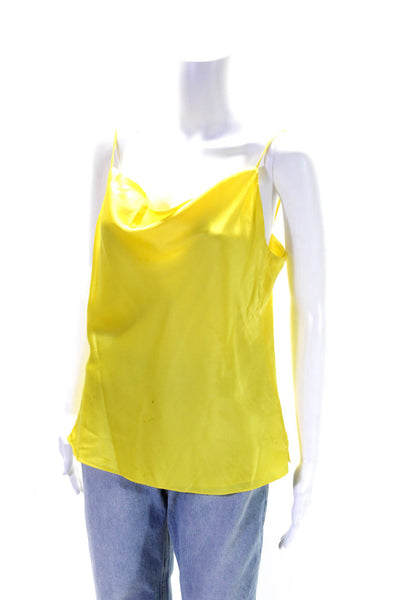 L Agence Womens Spaghetti Strap Square Neck Silk Tank Top Yellow Size Medium