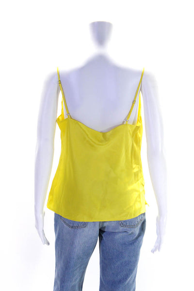 L Agence Womens Spaghetti Strap Square Neck Silk Tank Top Yellow Size Medium