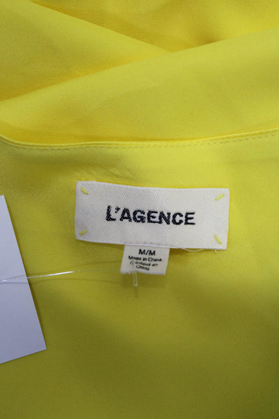 L Agence Womens Spaghetti Strap Square Neck Silk Tank Top Yellow Size Medium