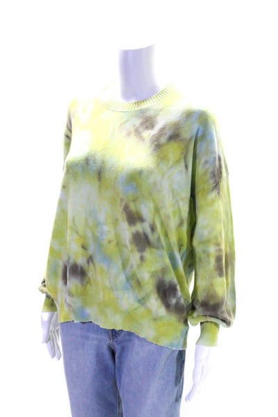 27 Miles Womens Pullover Crew Neck Tie Dyed Sweater Green Cotton Size XS/S