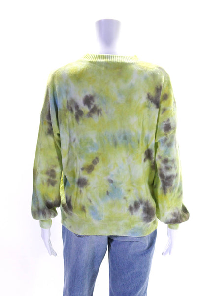 27 Miles Womens Pullover Crew Neck Tie Dyed Sweater Green Cotton Size XS/S