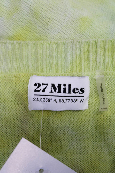 27 Miles Womens Pullover Crew Neck Tie Dyed Sweater Green Cotton Size XS/S