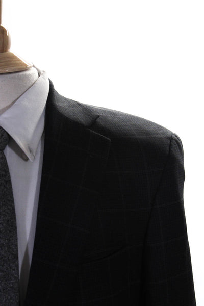 Hart Schaffner Marx Mens Striped Print Buttoned Collared Blazer Black Size EUR40