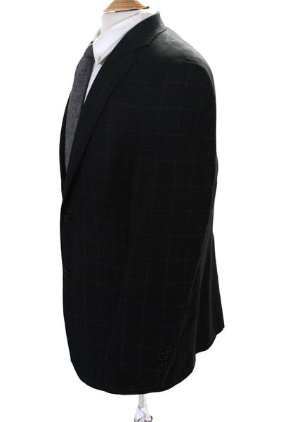 Hart Schaffner Marx Mens Striped Print Buttoned Collared Blazer Black Size EUR40