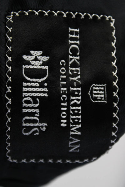 Hickey Freeman Mens Wool Glen Striped Textured Buttoned Blazer Navy Size EUR42