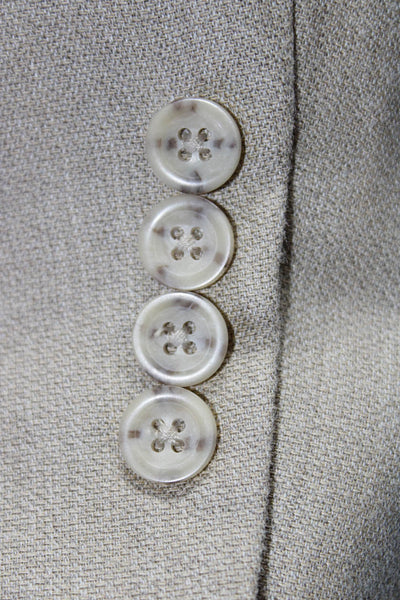 Oscar de la Renta Mens Silk Button Long Sleeve Collared Blazer Beige Size EUR46