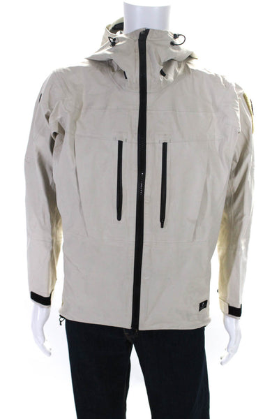 Coldsmoke Mens Front Zip Hooded Waterproof Light Jacket Beige Size Extra Small
