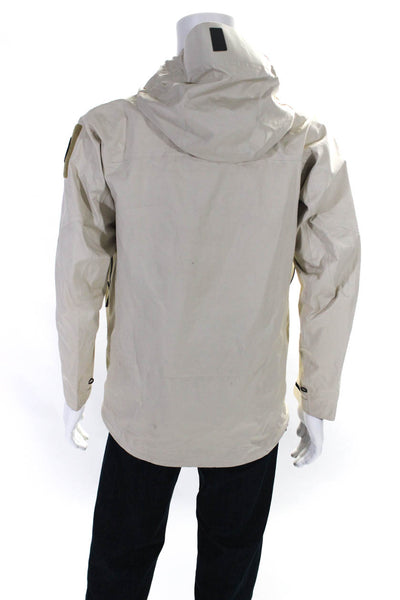 Coldsmoke Mens Front Zip Hooded Waterproof Light Jacket Beige Size Extra Small