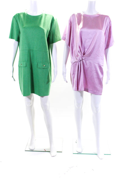 Zara Womens Short Sleeve Shift Dresses Pink XL Lot 2
