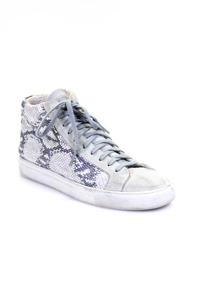 P448 Womens Snakeskin Printed Lace Up Zip Up High Rise Sneakers Gray Size 40 10
