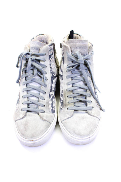 P448 Womens Snakeskin Printed Lace Up Zip Up High Rise Sneakers Gray Size 40 10