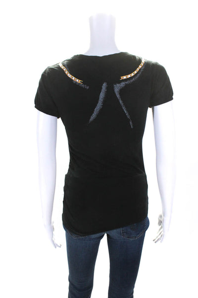 Love Moschino Womens Camera Short Sleeves Tee Shirt Black Cotton Size 8
