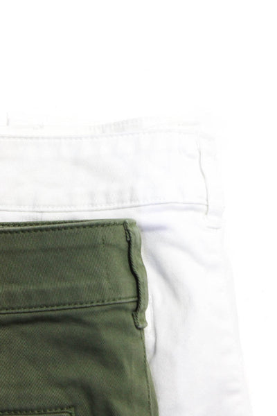 J Crew Womens High Waist Chino Twill Shorts Green White Size 2 Lot 2