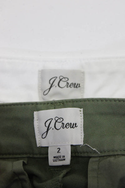 J Crew Womens High Waist Chino Twill Shorts Green White Size 2 Lot 2