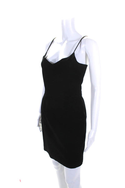 Joie Womens Cotton Canvas Spaghetti Strap V-Neck Little Black Dress Black Size S