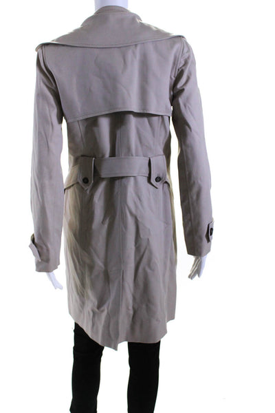 Club Monaco Womens Belted Double Breasted Collared Coat Beige Cotton Size Medium