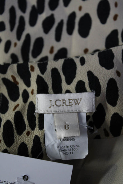 J Crew Womens Long Sleeve Scoop Neck Leopard Print Dress Brown Black Size 6