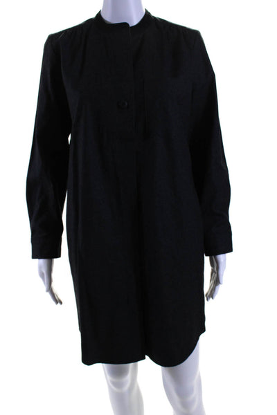 Madewell Womens Long Sleeve Single Button Pocket Shirt Dress Gray Wool Small