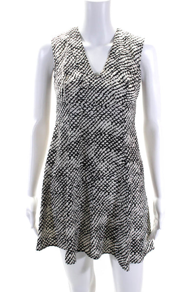 Derek Lam Womens Snakeskin Print Sleeveless A-Line Dress White Black Size S