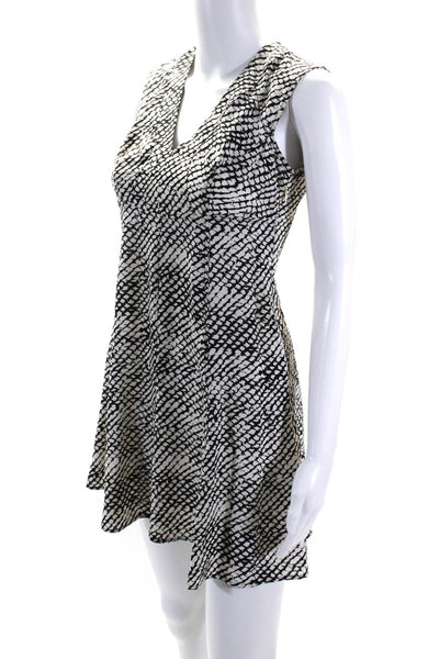 Derek Lam Womens Snakeskin Print Sleeveless A-Line Dress White Black Size S