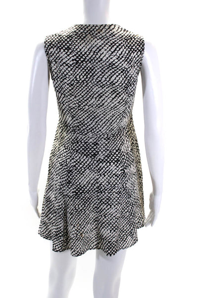 Derek Lam Womens Snakeskin Print Sleeveless A-Line Dress White Black Size S