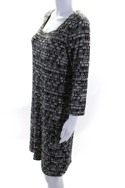 Cynthia Rowley Womens Printed Long Sleeves Dress Black White Size Medium