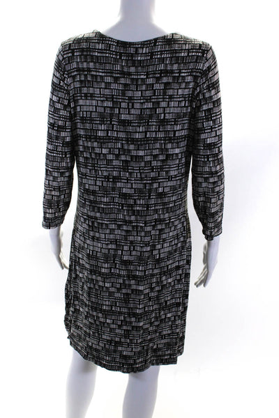 Cynthia Rowley Womens Printed Long Sleeves Dress Black White Size Medium