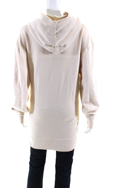 John Elliott Womens Long Sleeves Side Zipper Hoodie White Cotton Size Small