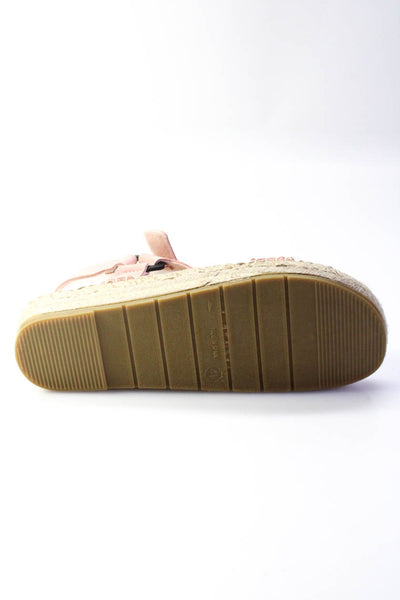 Manebi Womens Platform Ankle Strap Espadrilles Sandals Pink Suede Size 41