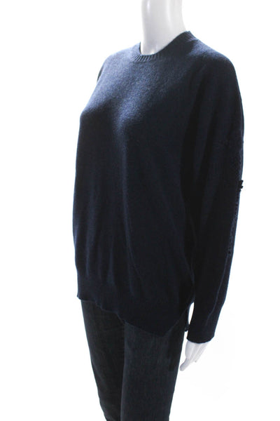 Barrie Womens Pullover Long Sleeve Oversized Cashmere Sweater Navy Blue Small