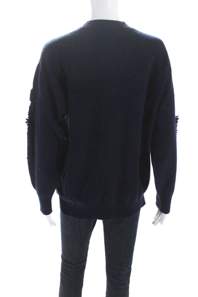 Barrie Womens Pullover Long Sleeve Oversized Cashmere Sweater Navy Blue Small