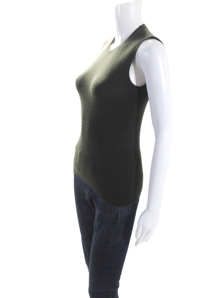Prada Womens Sleeveless Crew Neck Cashmere Knit Top Green Size Italian 42