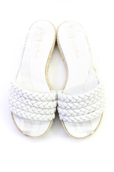 Gianvito Rossi Womens Leather Braided Slide Espadrilles White Size 9.5US 39.5EU