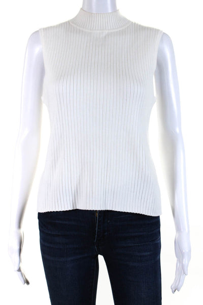 Anne Fontaine Womens Ribbed Turtleneck Shell Sweater White Size EUR 44