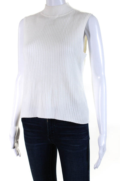 Anne Fontaine Womens Ribbed Turtleneck Shell Sweater White Size EUR 44