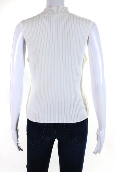 Anne Fontaine Womens Ribbed Turtleneck Shell Sweater White Size EUR 44