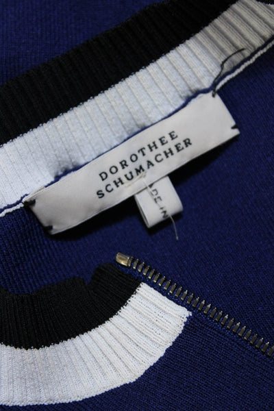 Dorothee Schumacher Womens Crew Neck Short Sleeves Sweater Blue Black Size 4